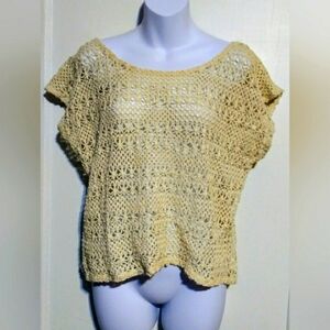 🌺BUNDLE ONLY🌺BJEWEL LADIES CREAM SHORT SLEEVE BOHO CROCHET TOP